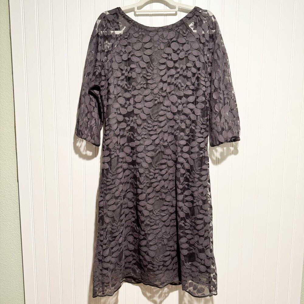 Garnet Hill Boheme Gray Easy Lace Dress Romantic Half Sleeve Size 8 - Picture 8 of 8